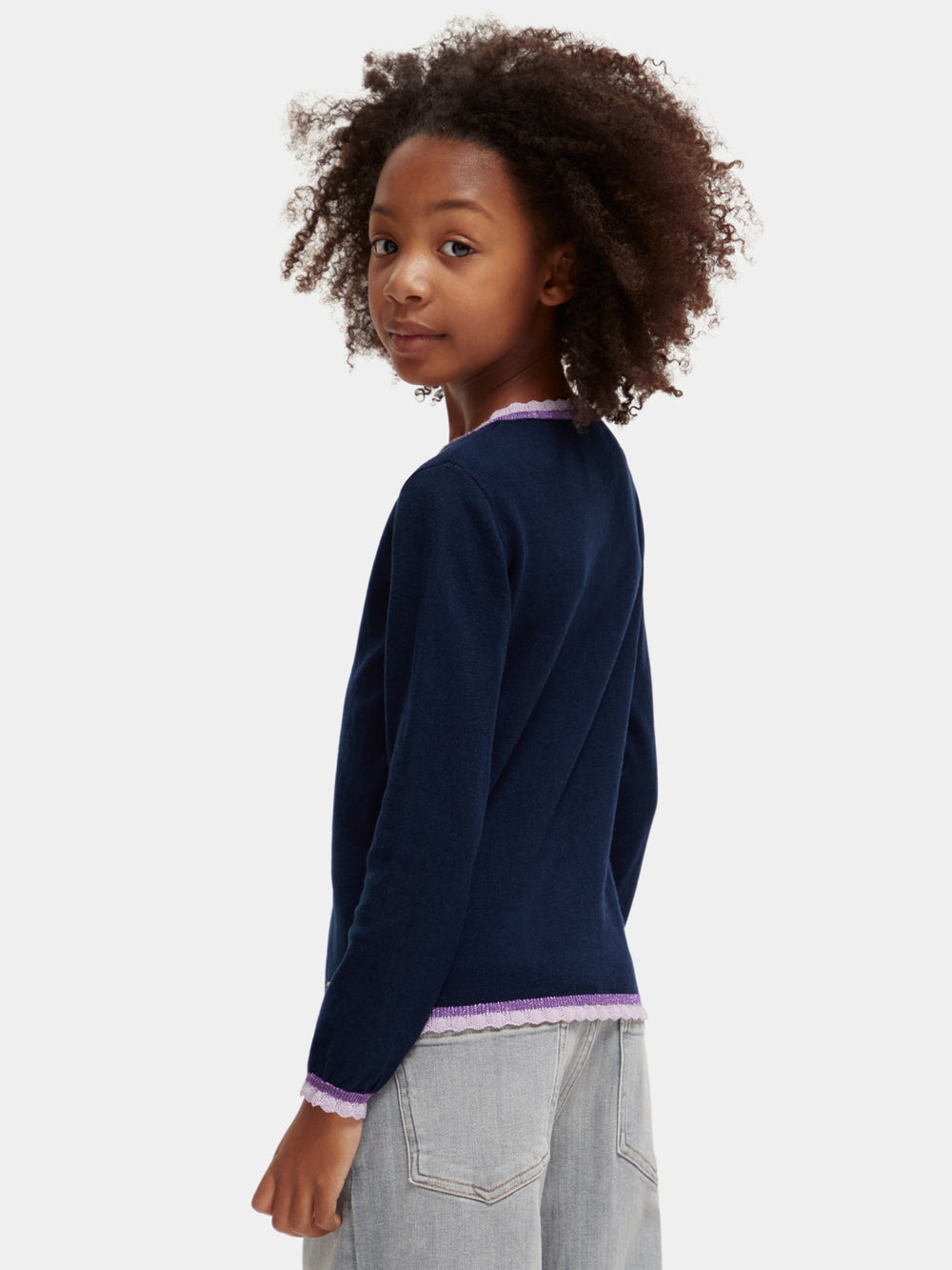 Kids - Lightweight glitter tipping cardigan - Scotch & Soda AU