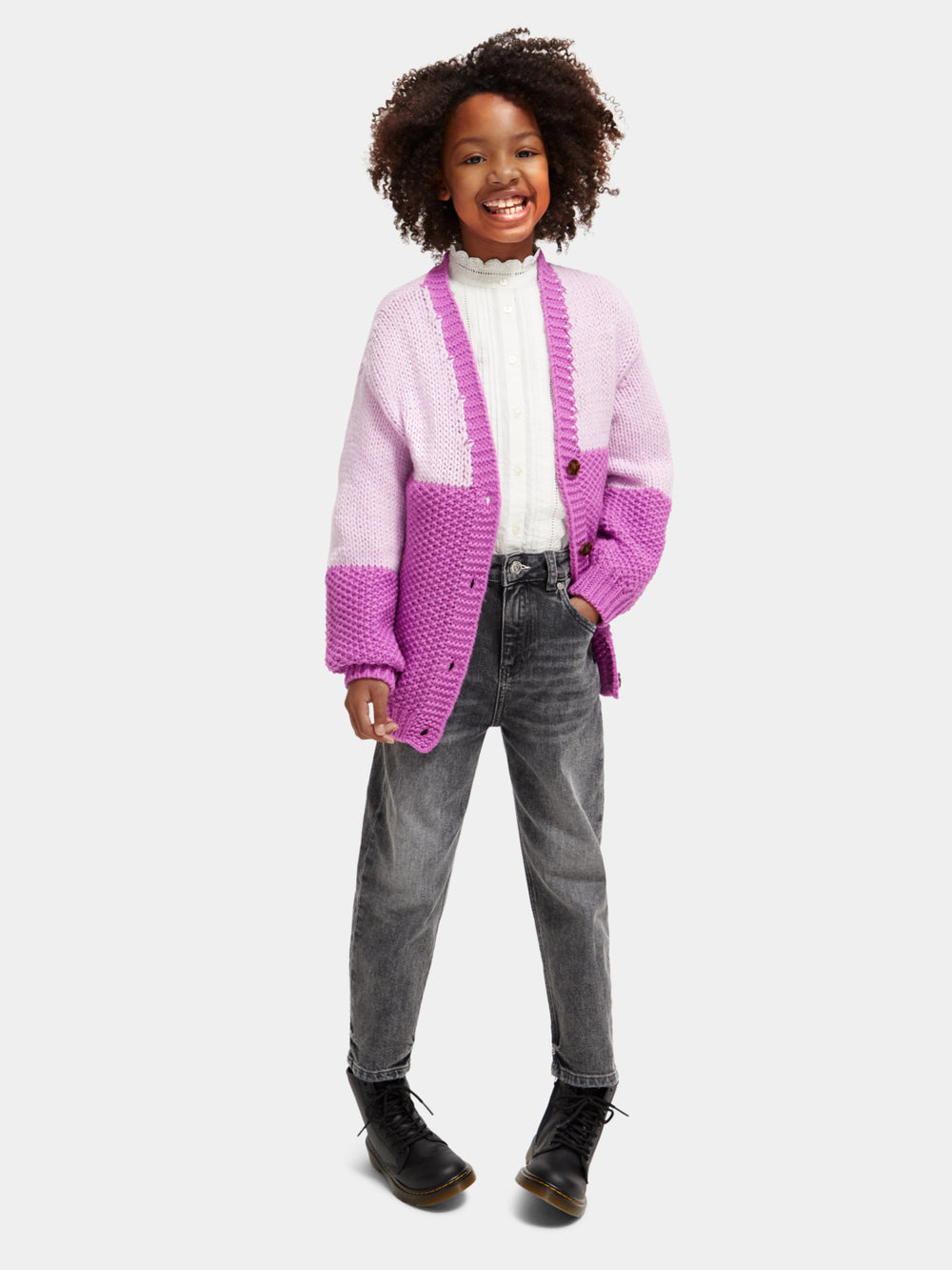 Kids - Knitted colourblock cardigan - Scotch & Soda AU