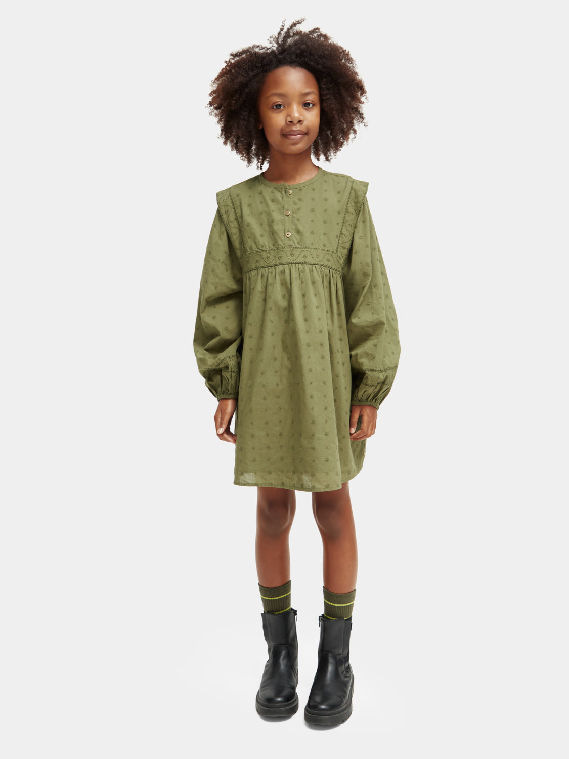 Kids - Broderie anglaise panel dress - Scotch & Soda AU