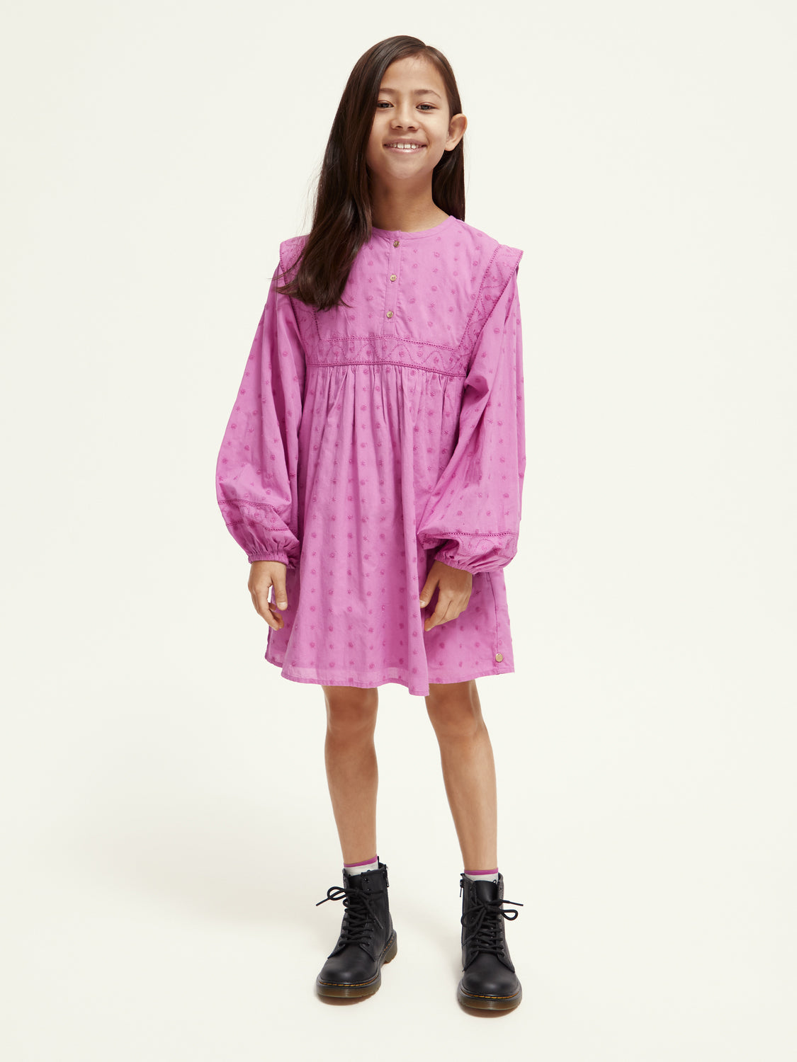 Kids - Broderie anglaise panel dress - Scotch & Soda AU