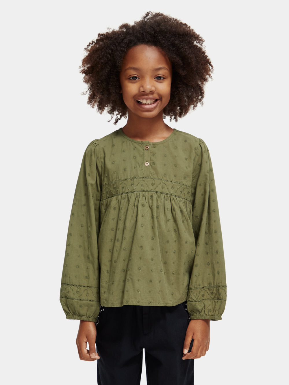 Kids - Broderie anglaise panelled top - Scotch & Soda AU