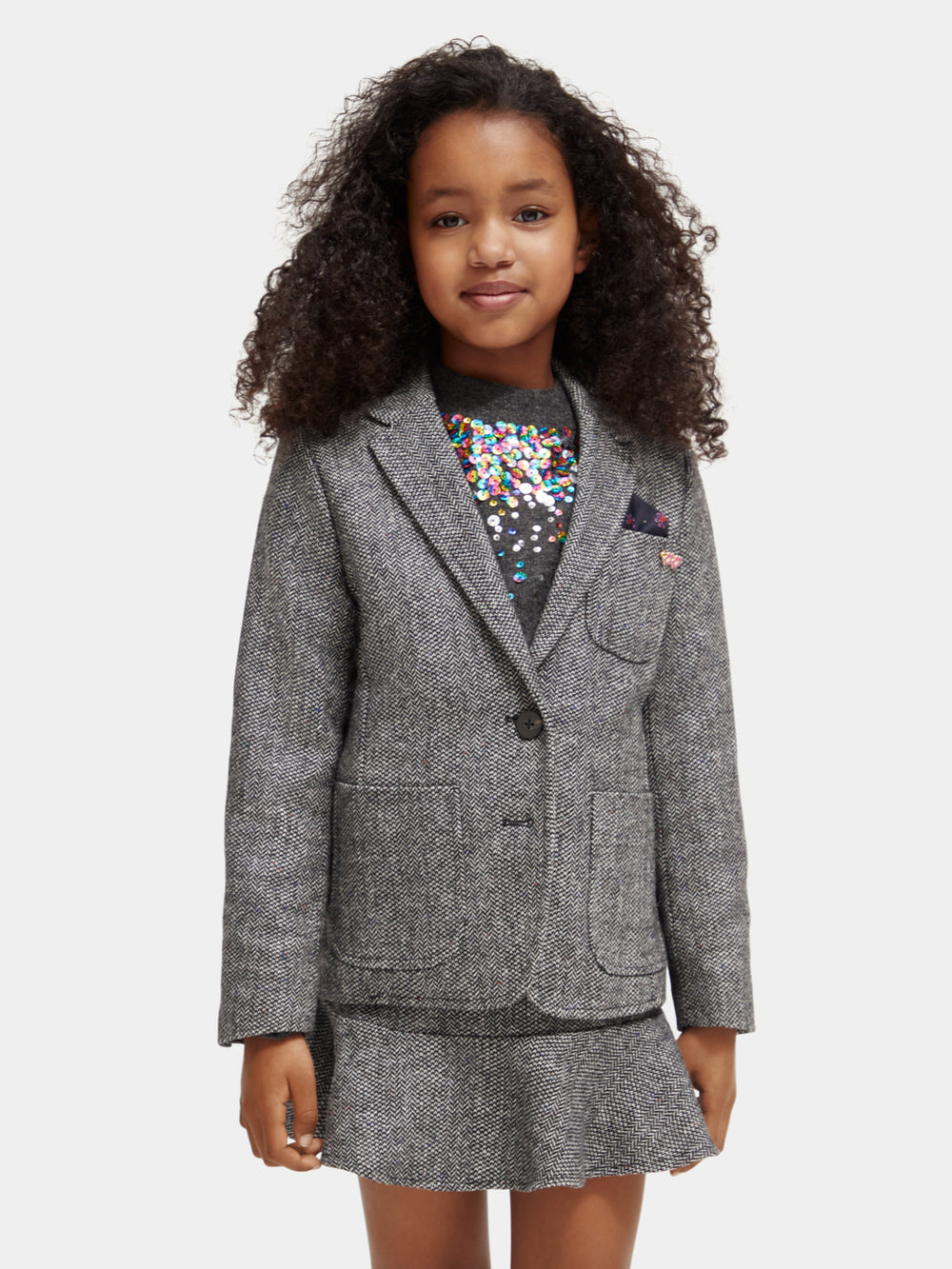 Kids - Wool-blend herringbone blazer - Scotch & Soda AU