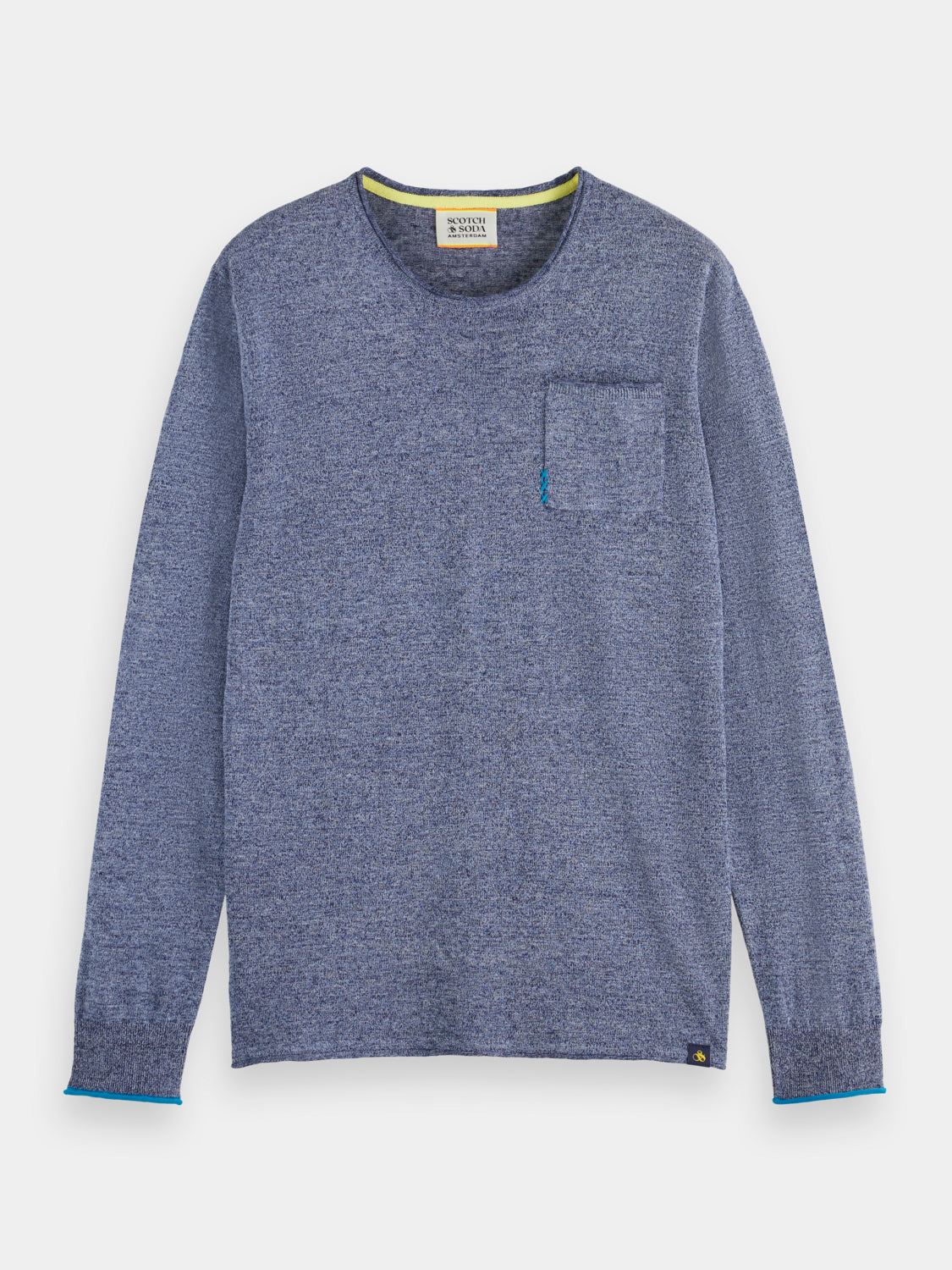 Linen-cotton crewneck pullover - Scotch & Soda AU