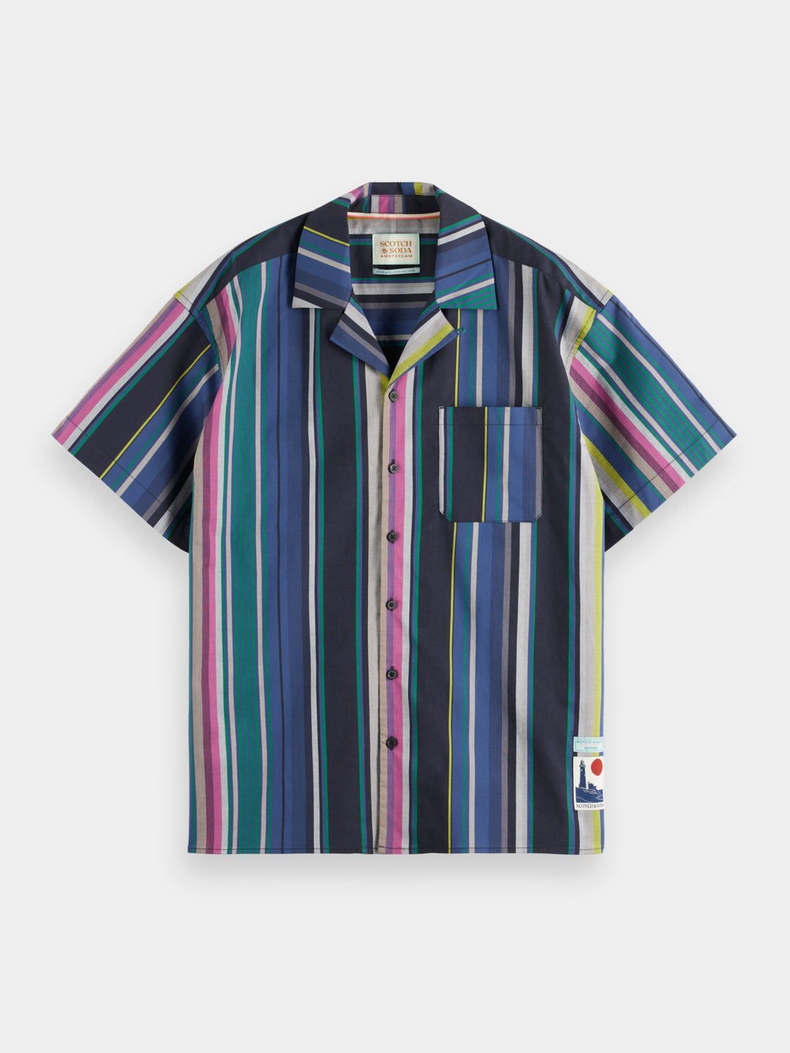 Multicolour striped poplin Hawaii shirt - Scotch & Soda AU