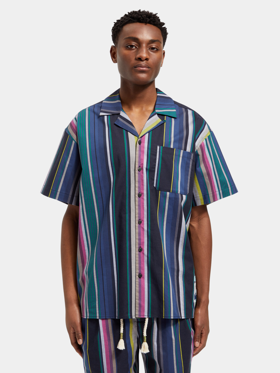 Multicolour striped poplin Hawaii shirt - Scotch & Soda AU