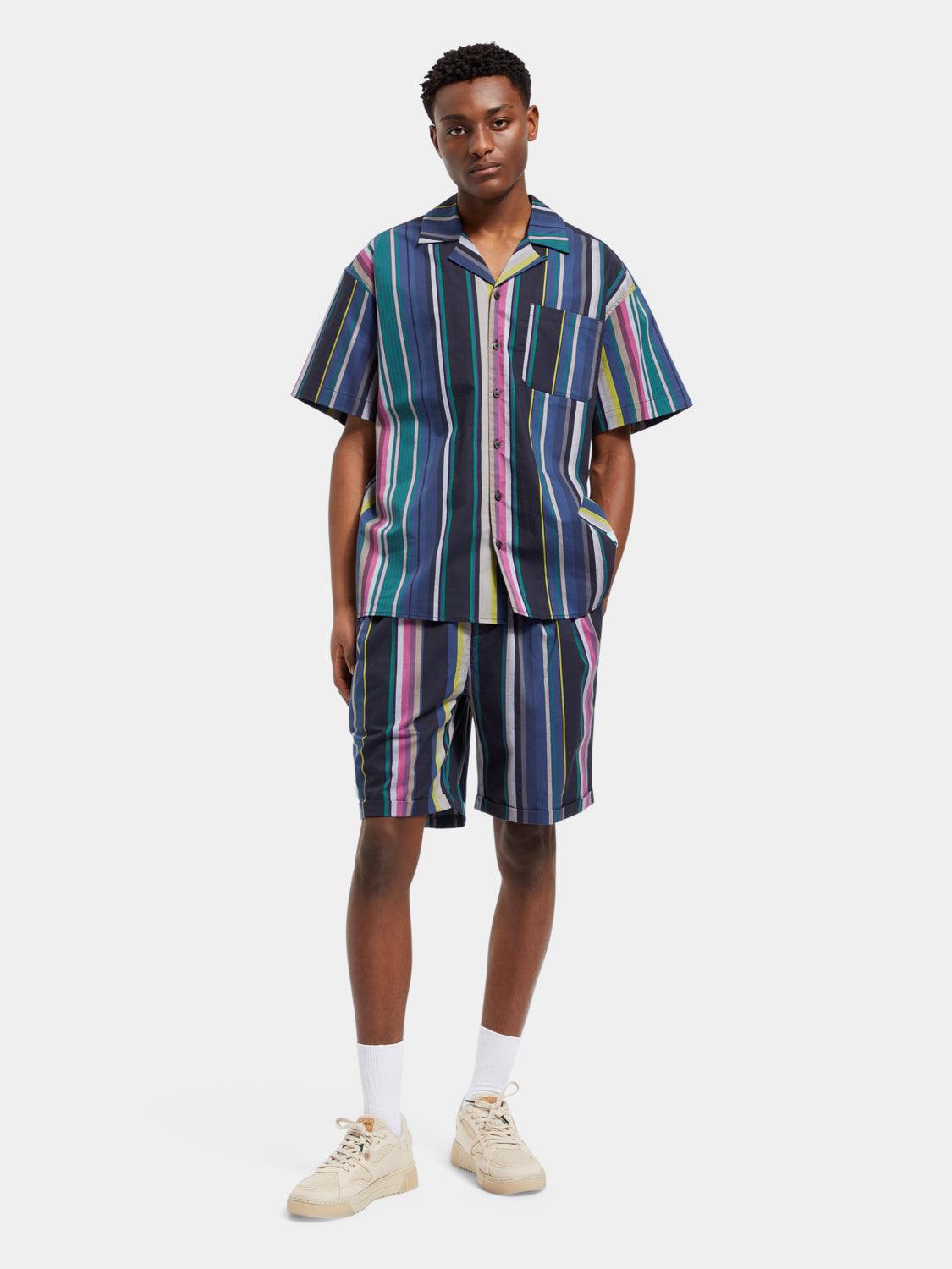 Multicolour striped poplin Hawaii shirt - Scotch & Soda AU