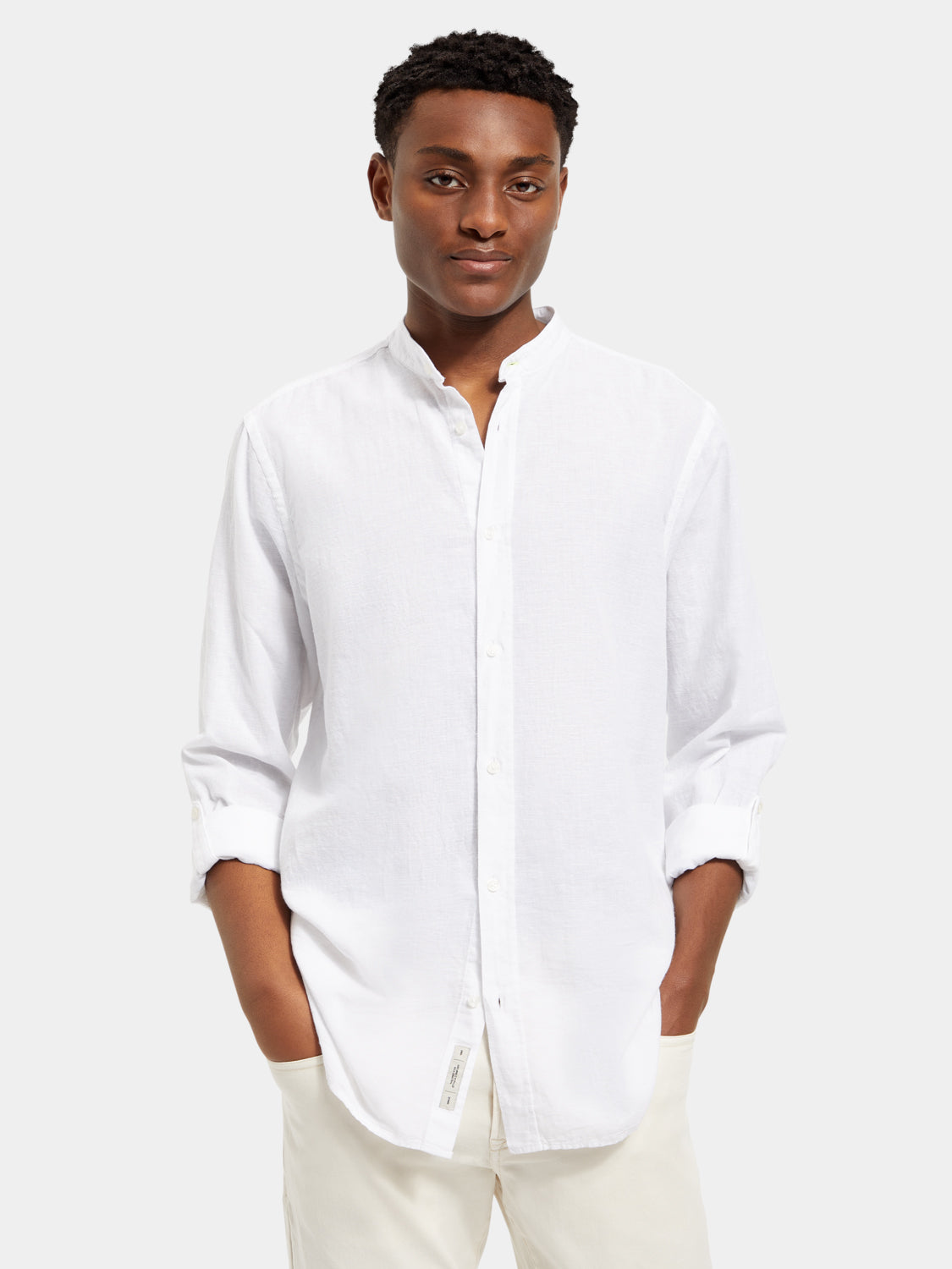 Collarless cotton-linen shirt - Scotch & Soda AU