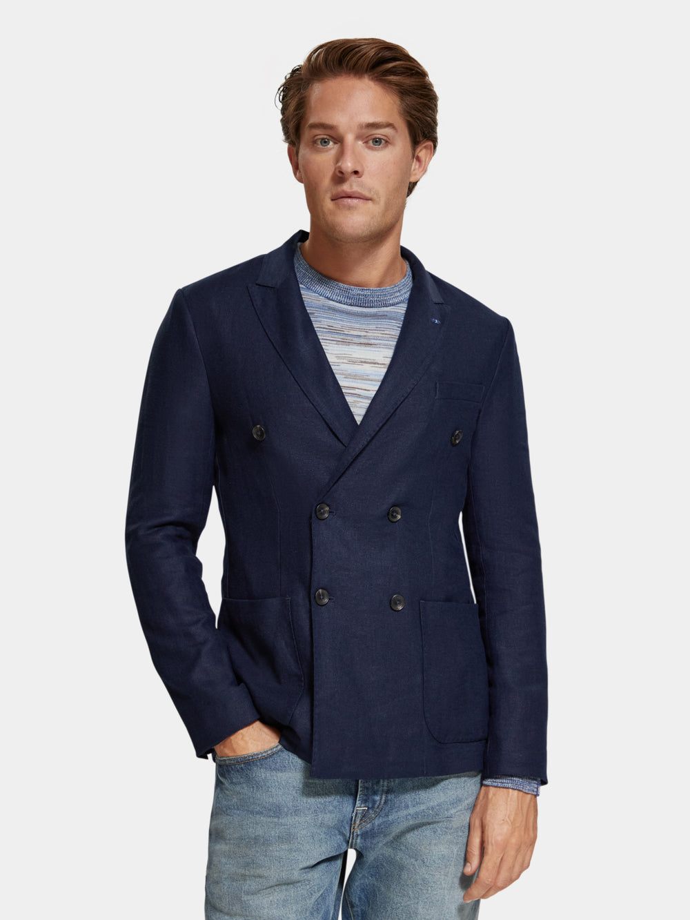 Double-breasted herringbone blazer - Scotch & Soda AU