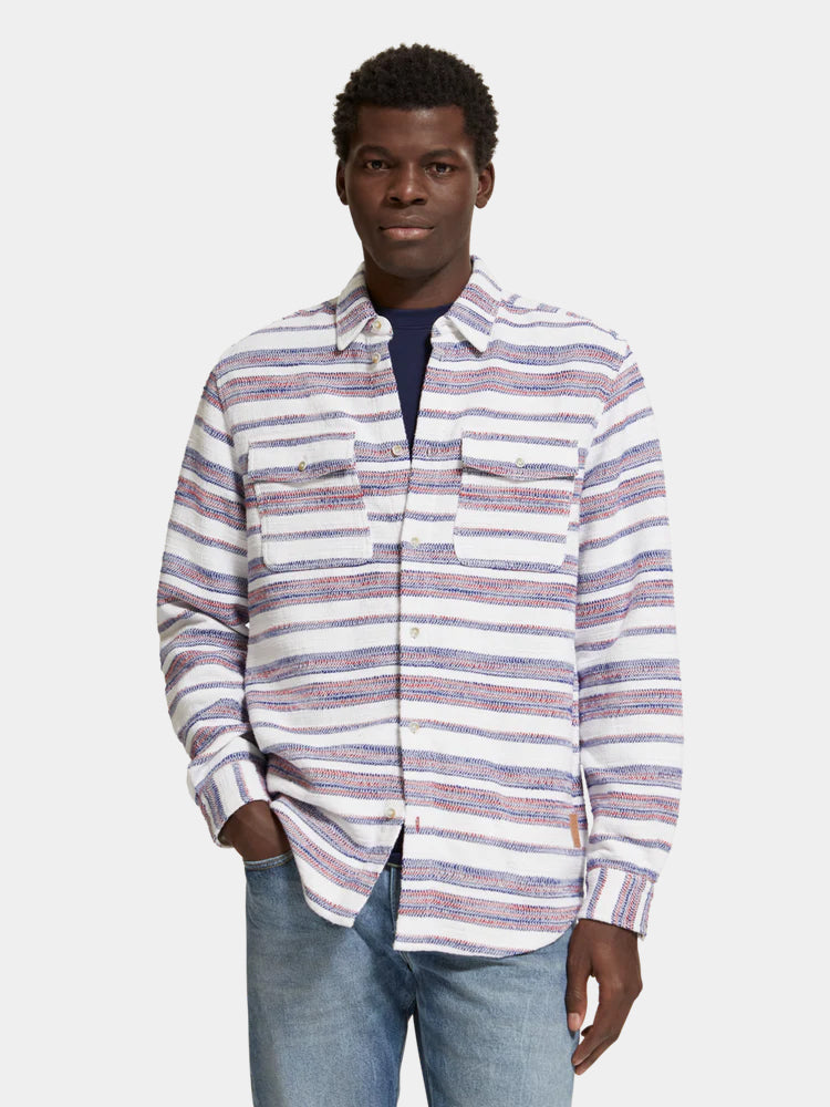 Regular-fit basket-woven stripe shirt - Scotch & Soda AU