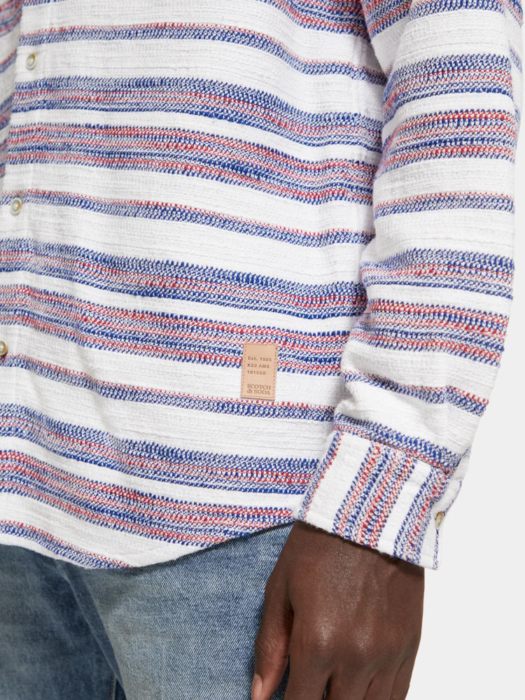 Regular-fit basket-woven stripe shirt - Scotch & Soda AU