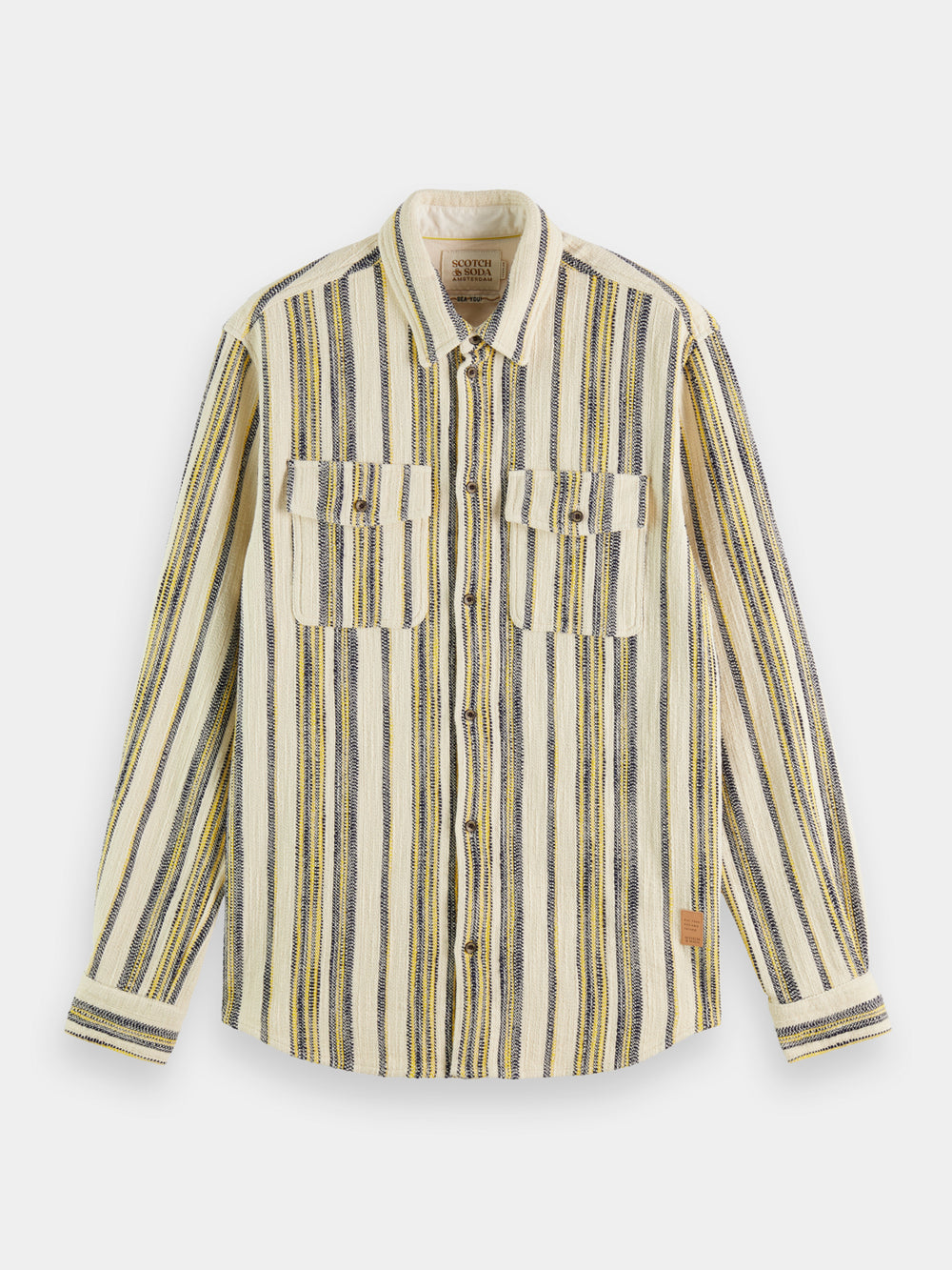 Regular-fit basket-woven stripe shirt - Scotch & Soda AU