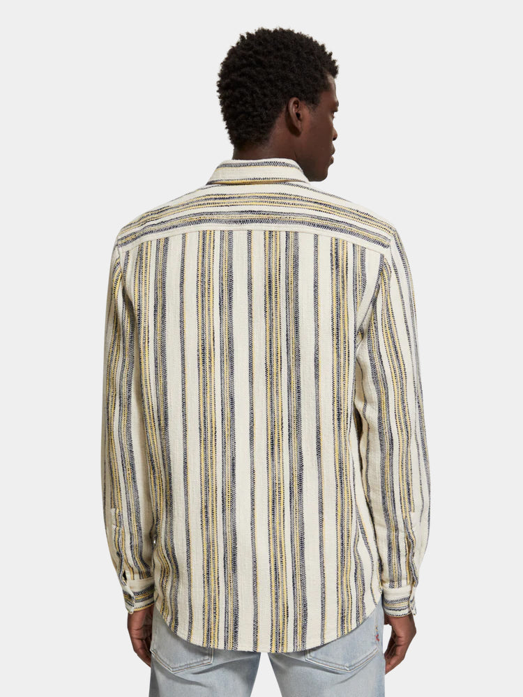 Regular-fit basket-woven stripe shirt - Scotch & Soda AU