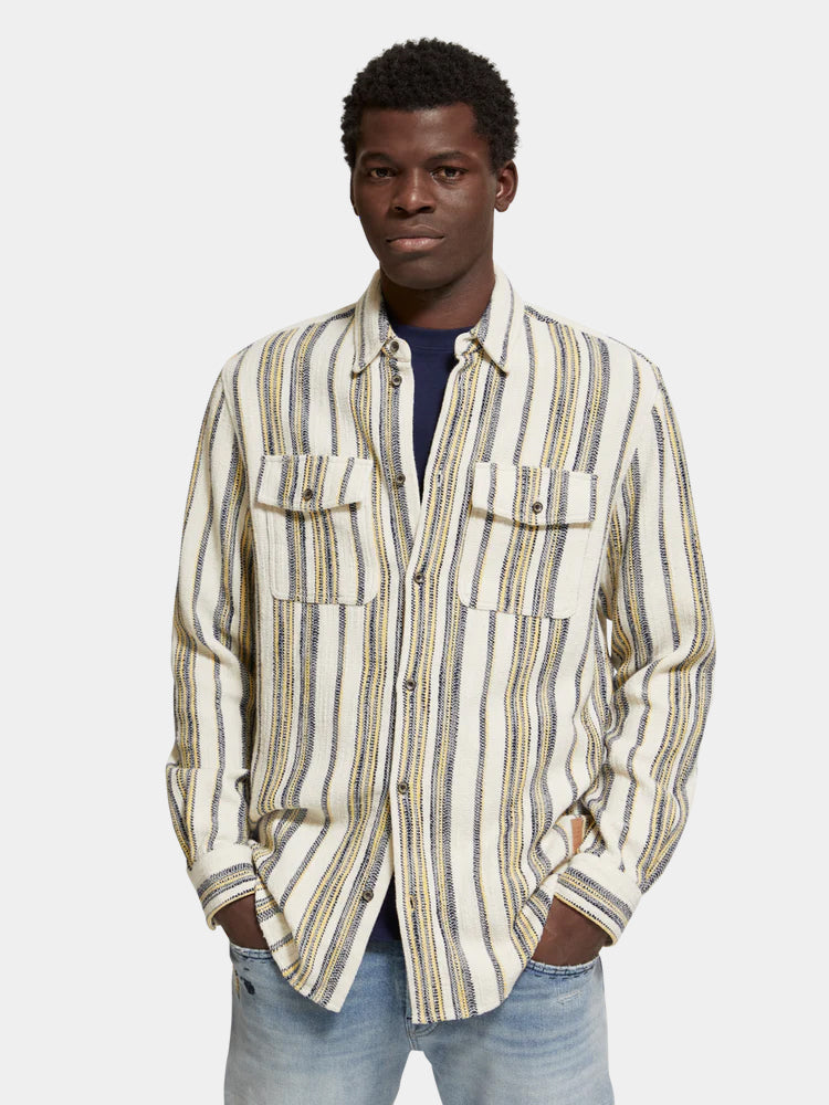 Regular-fit basket-woven stripe shirt - Scotch & Soda AU