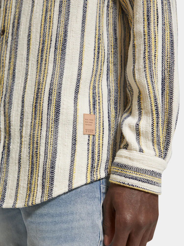 Regular-fit basket-woven stripe shirt - Scotch & Soda AU