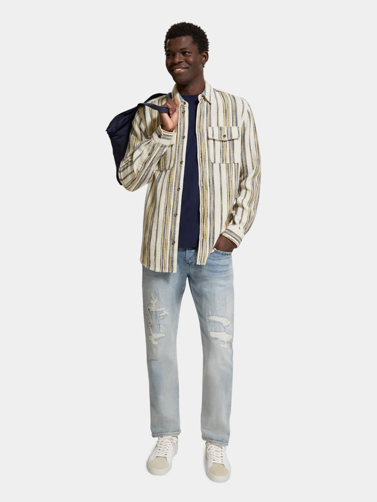 Regular-fit basket-woven stripe shirt - Scotch & Soda AU