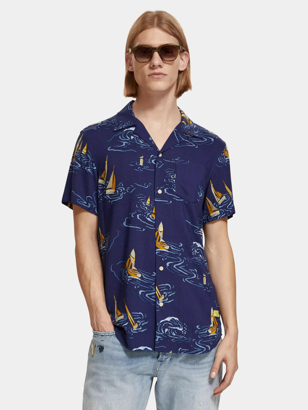 Regular-fit printed camp shirt - Scotch & Soda AU