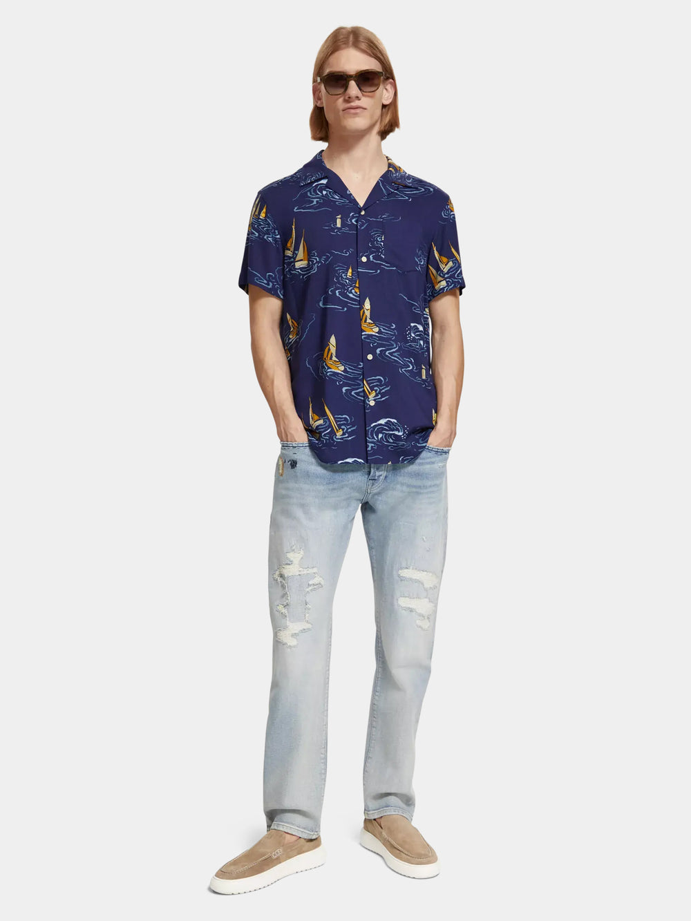 Regular-fit printed camp shirt - Scotch & Soda AU