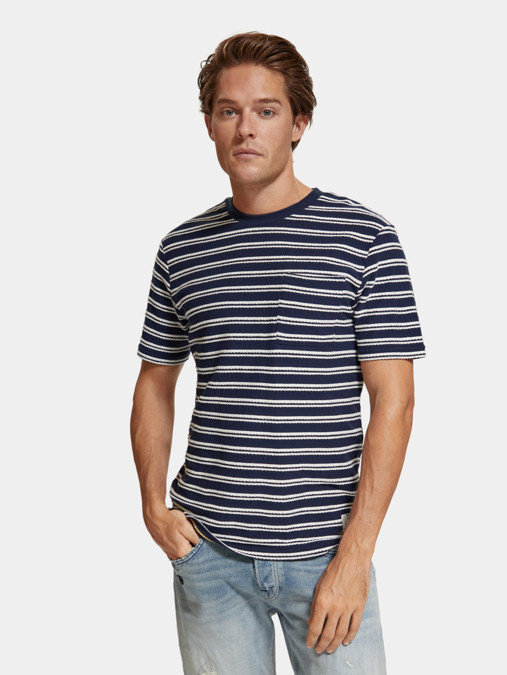 Regular-fit stripe pocket t-shirt - Scotch & Soda AU