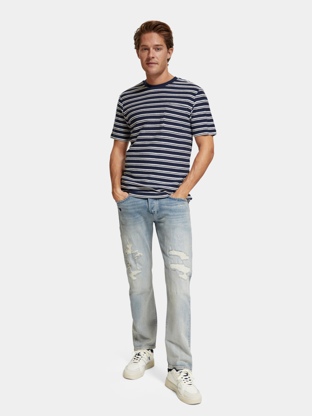 Regular-fit stripe pocket t-shirt - Scotch & Soda AU