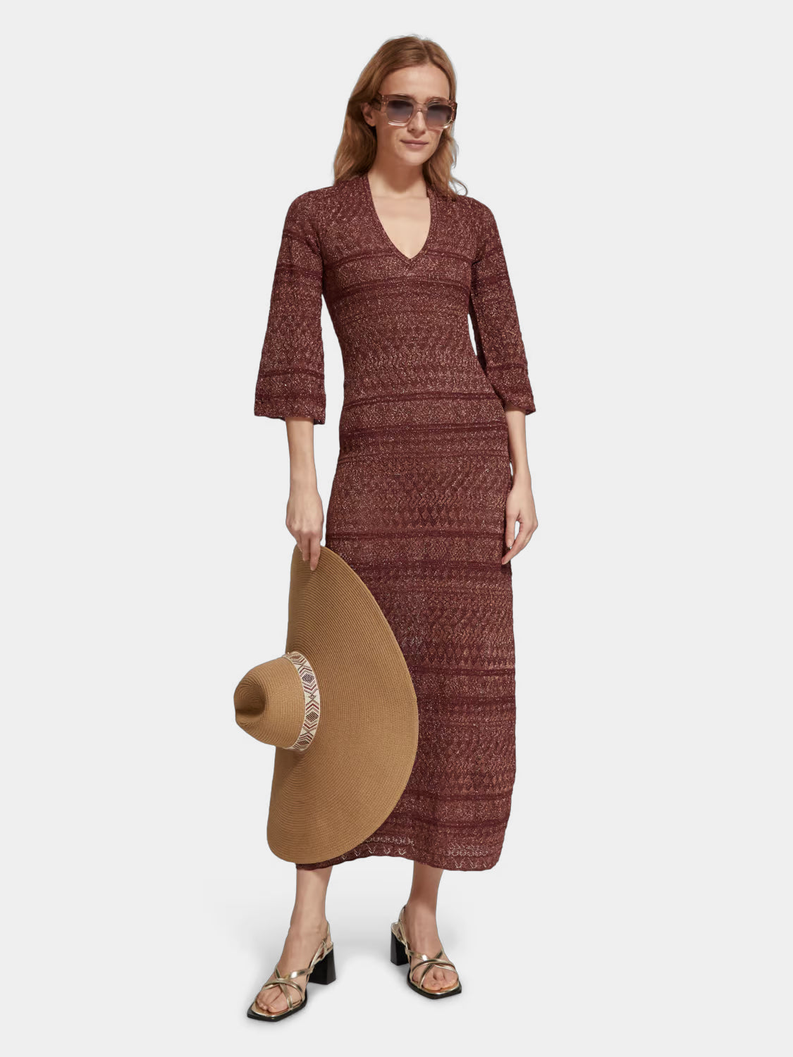 Metallic pointelle knit maxi dress - Scotch & Soda AU