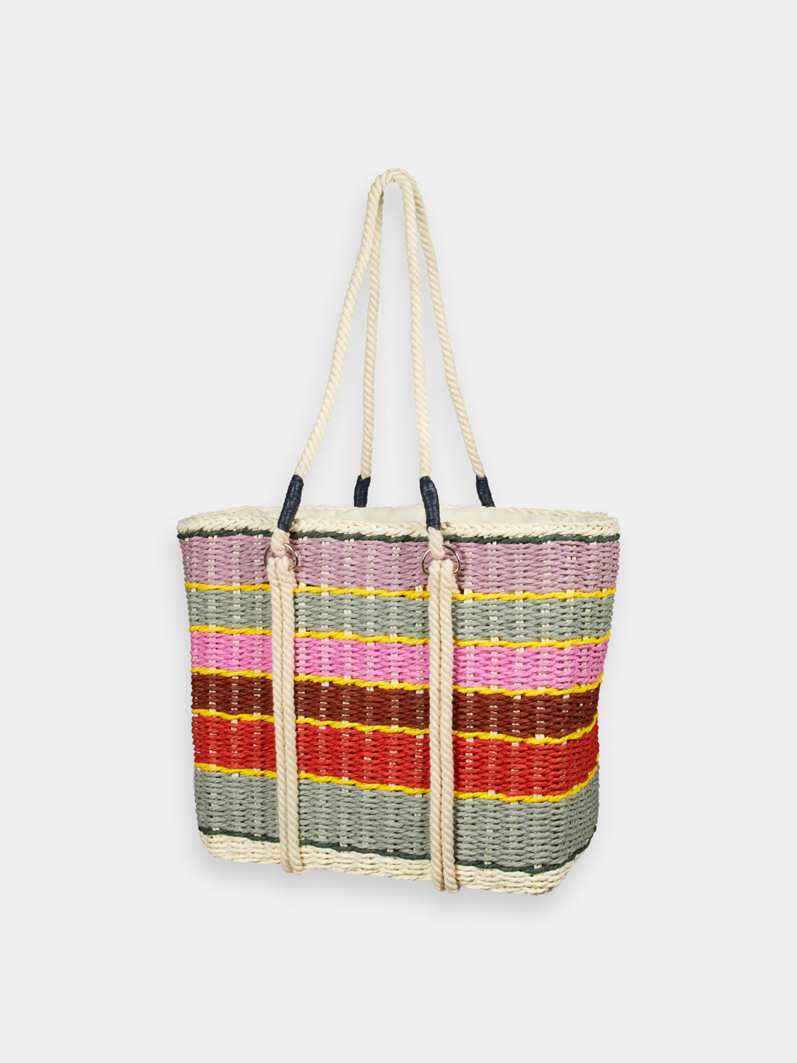 Striped straw tote bag