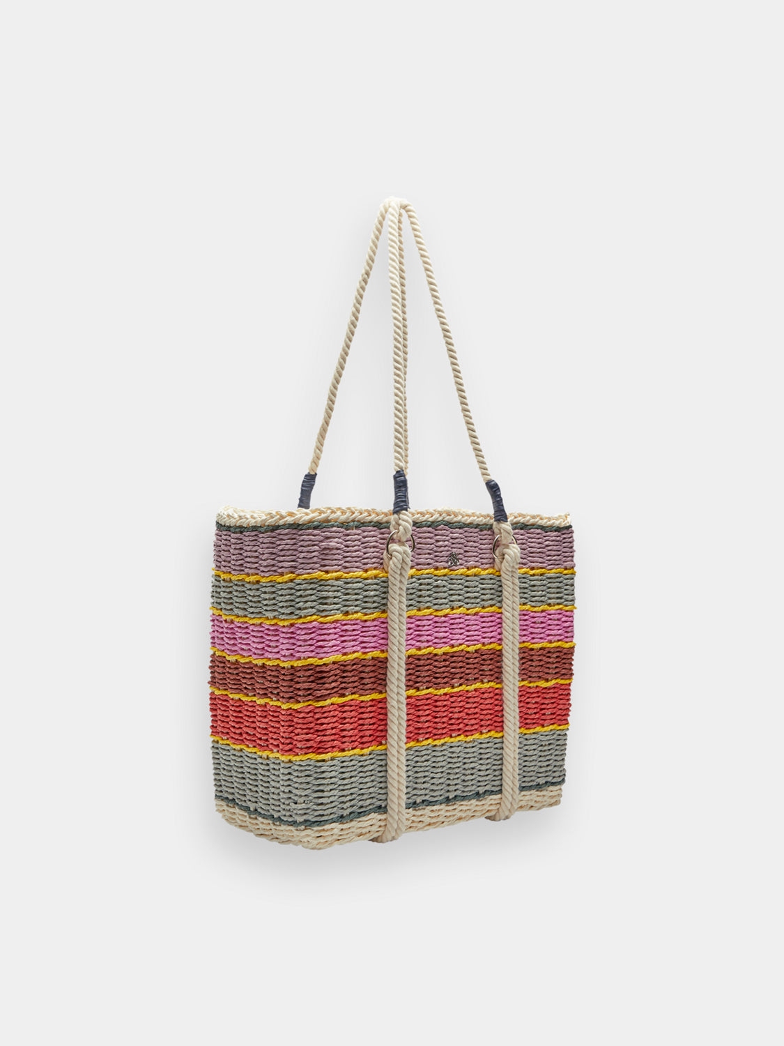 Striped straw tote bag