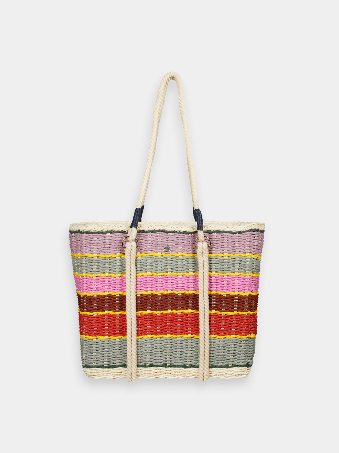 Striped straw tote bag
