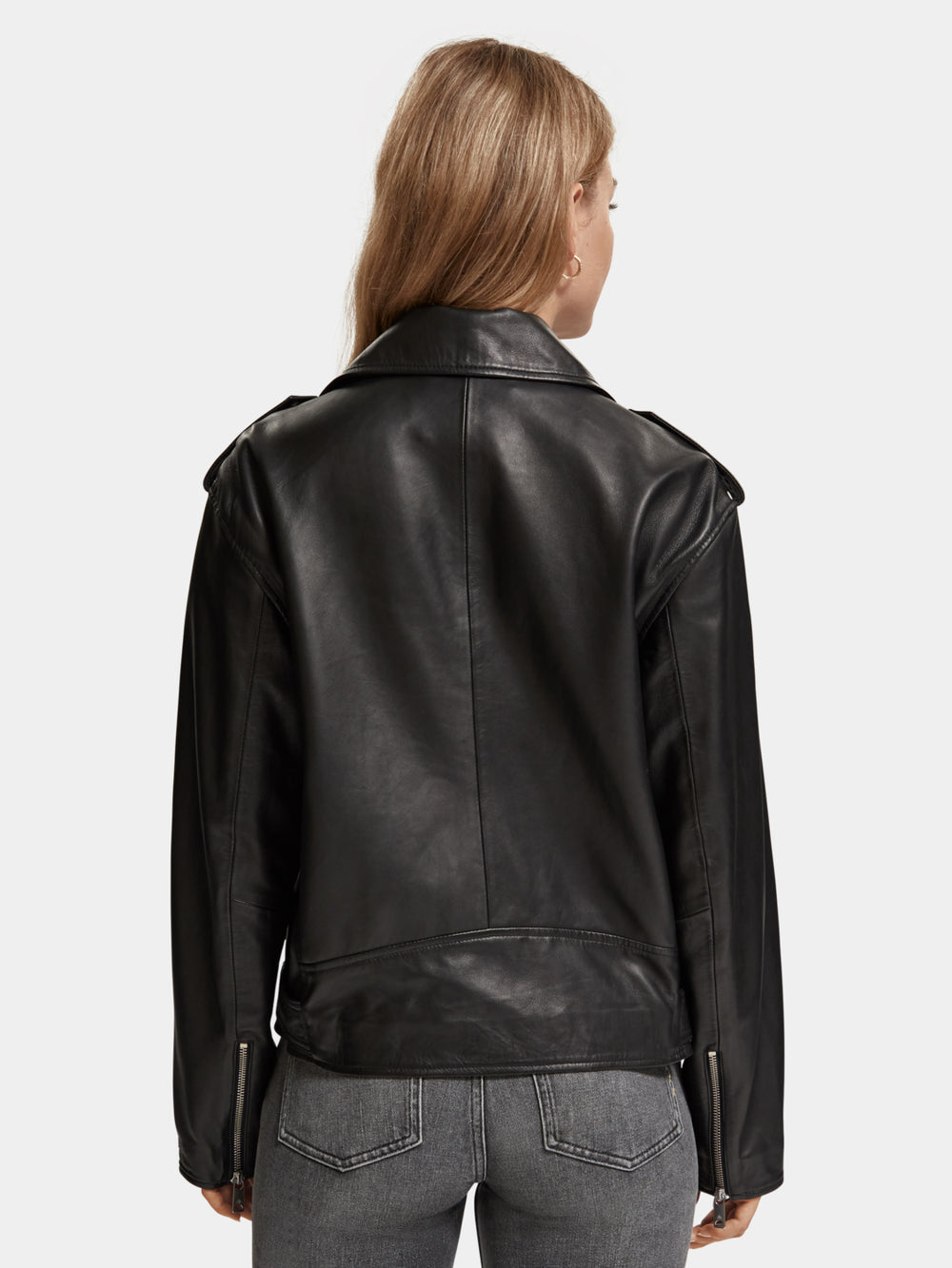 Oversized leather biker jacket - Scotch & Soda AU