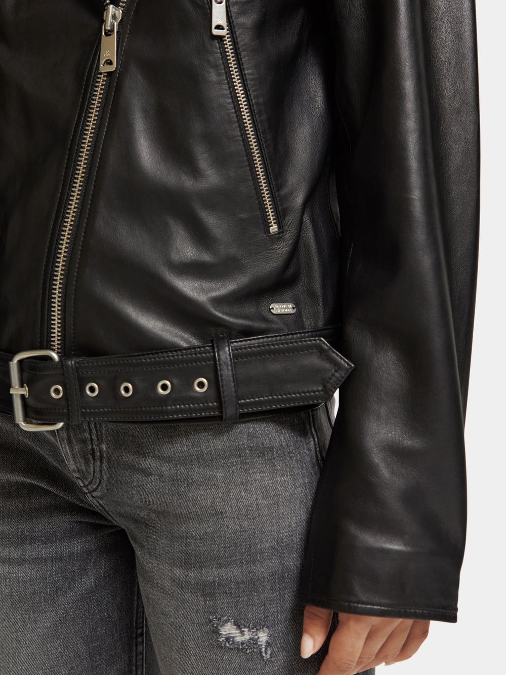 Oversized leather biker jacket - Scotch & Soda AU