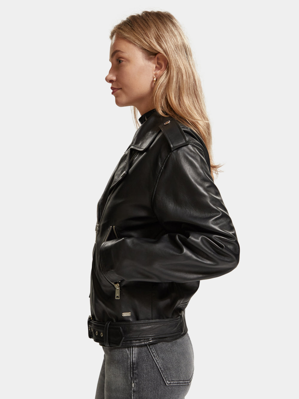 Oversized leather biker jacket - Scotch & Soda AU