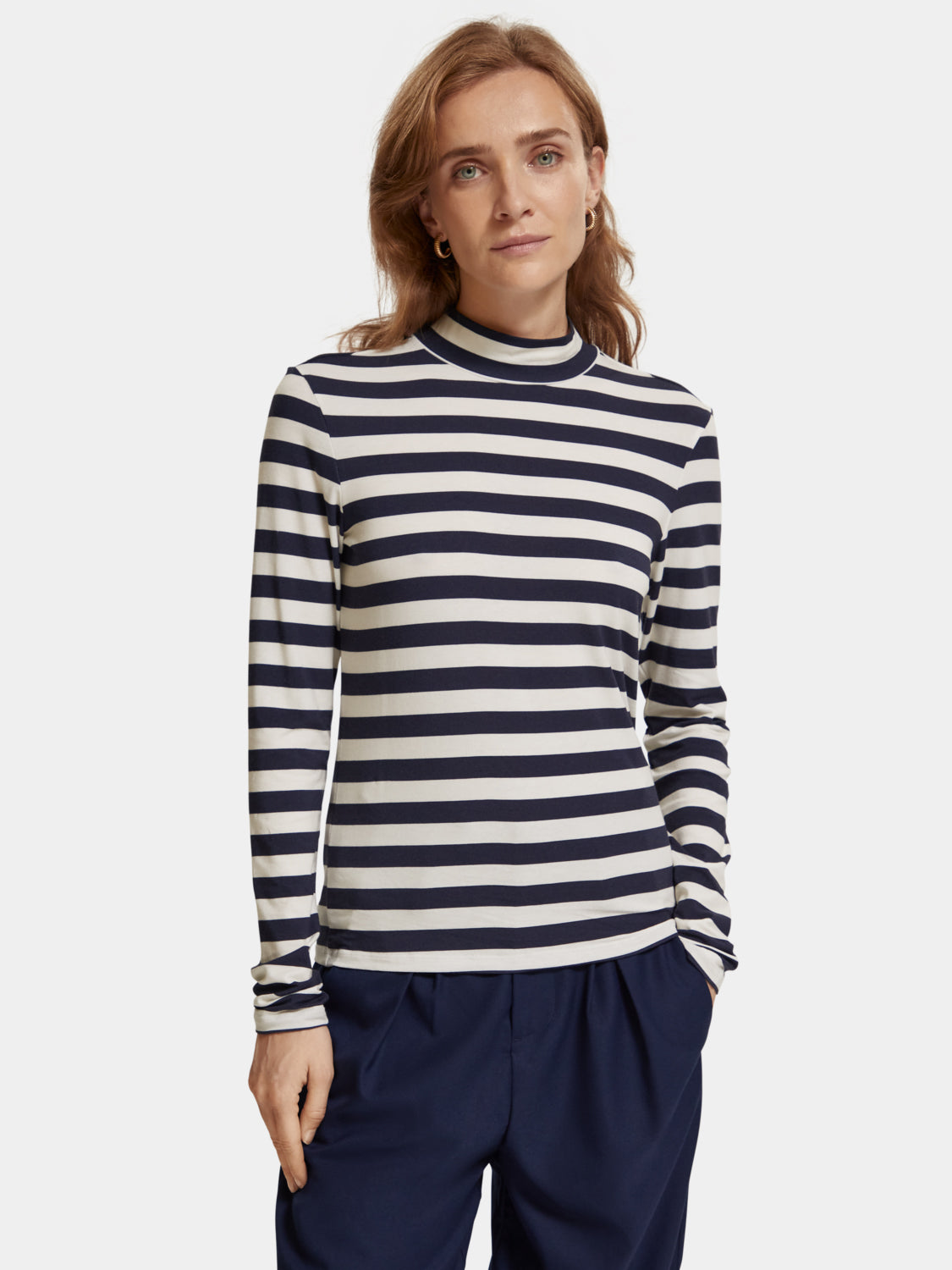 Printed long-sleeved mock neck top - Scotch & Soda AU