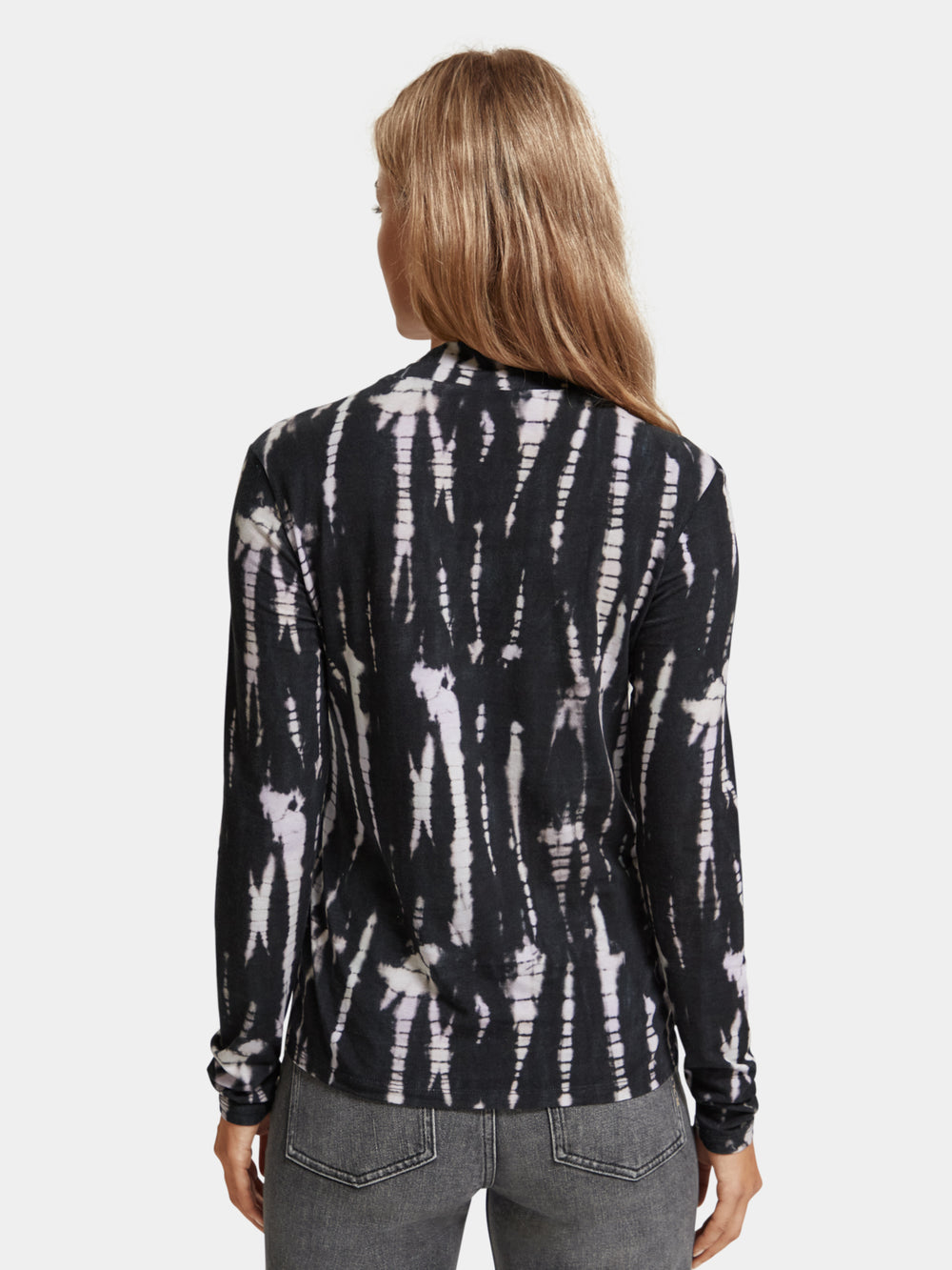 Printed long-sleeved mock neck top - Scotch & Soda AU