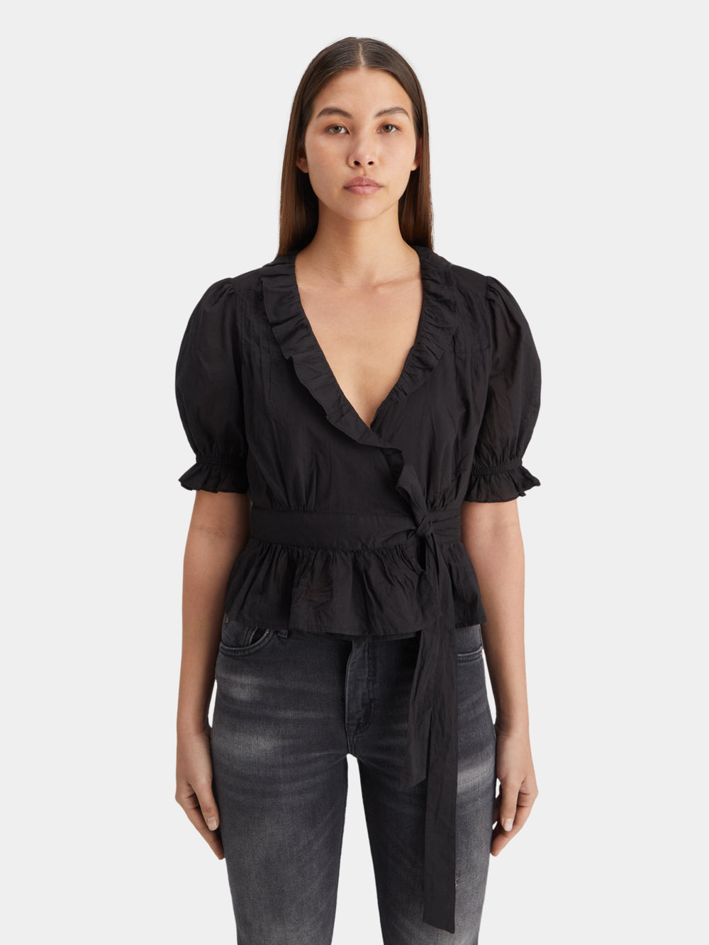 Wrap top with ruffle detail - Scotch & Soda AU