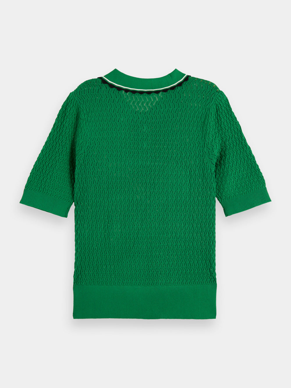 Pointelle collared knitted polo shirt - Scotch & Soda AU