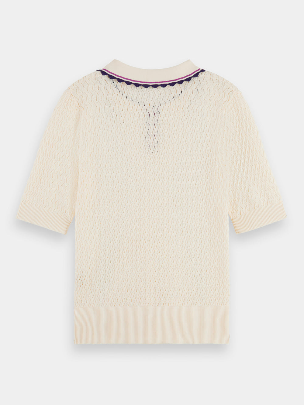 Pointelle collared knitted polo shirt - Scotch & Soda AU