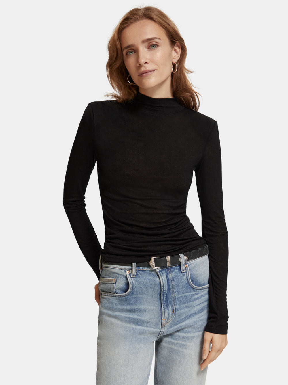 Long-sleeved mock neck top - Scotch & Soda AU