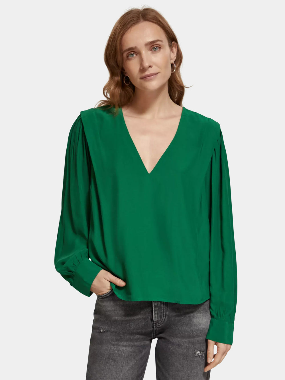 Long-sleeved v-neck blouse - Scotch & Soda AU