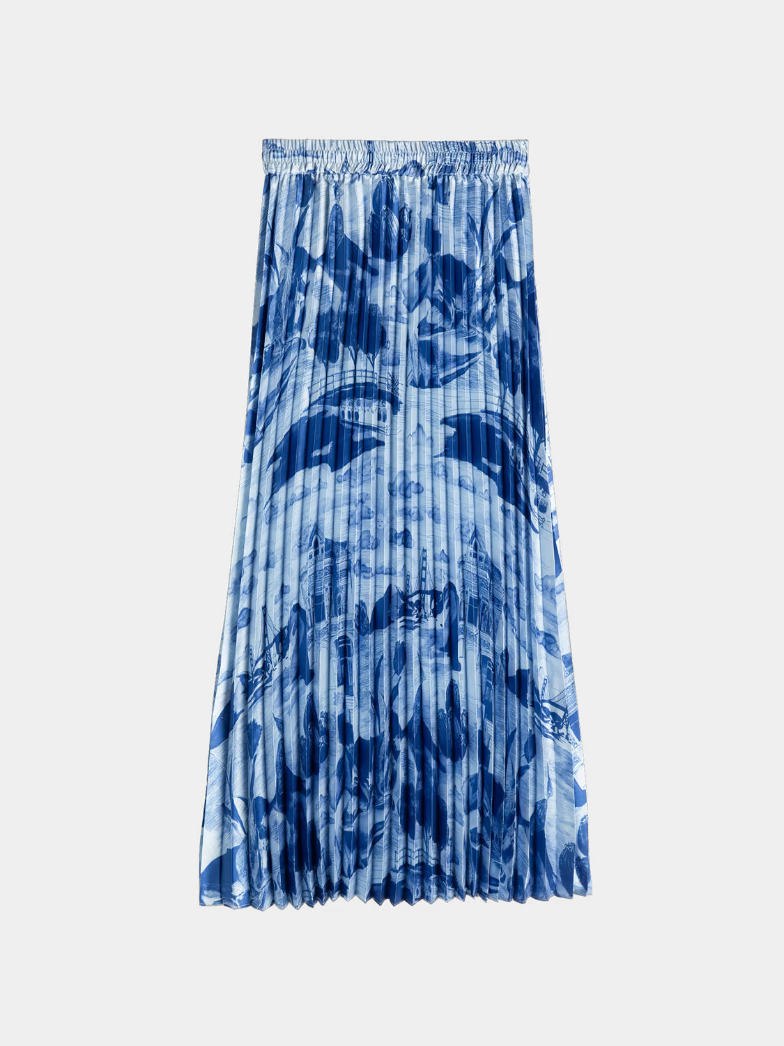 Pleated printed skirt