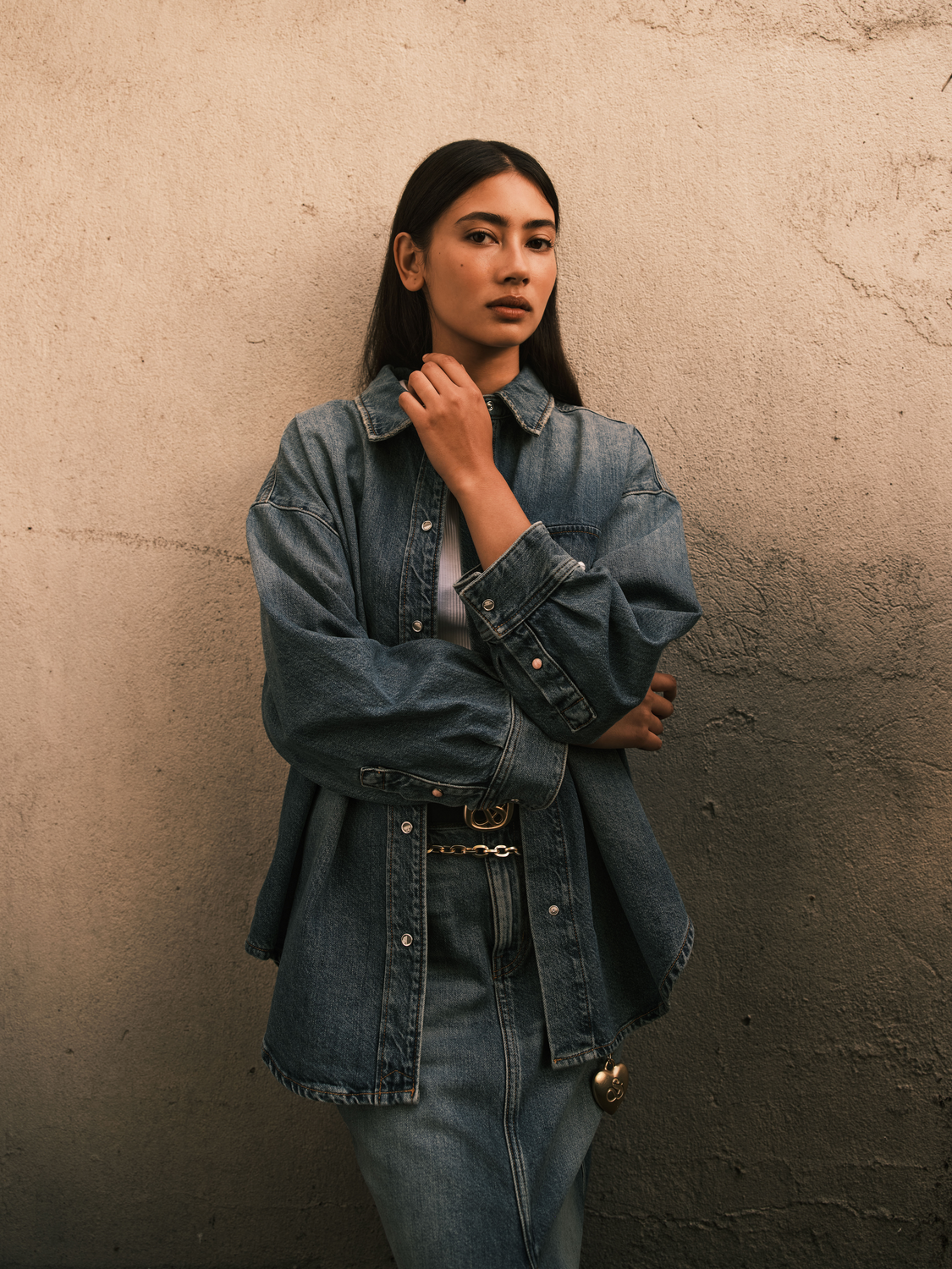 Vintage washed denim overshirt