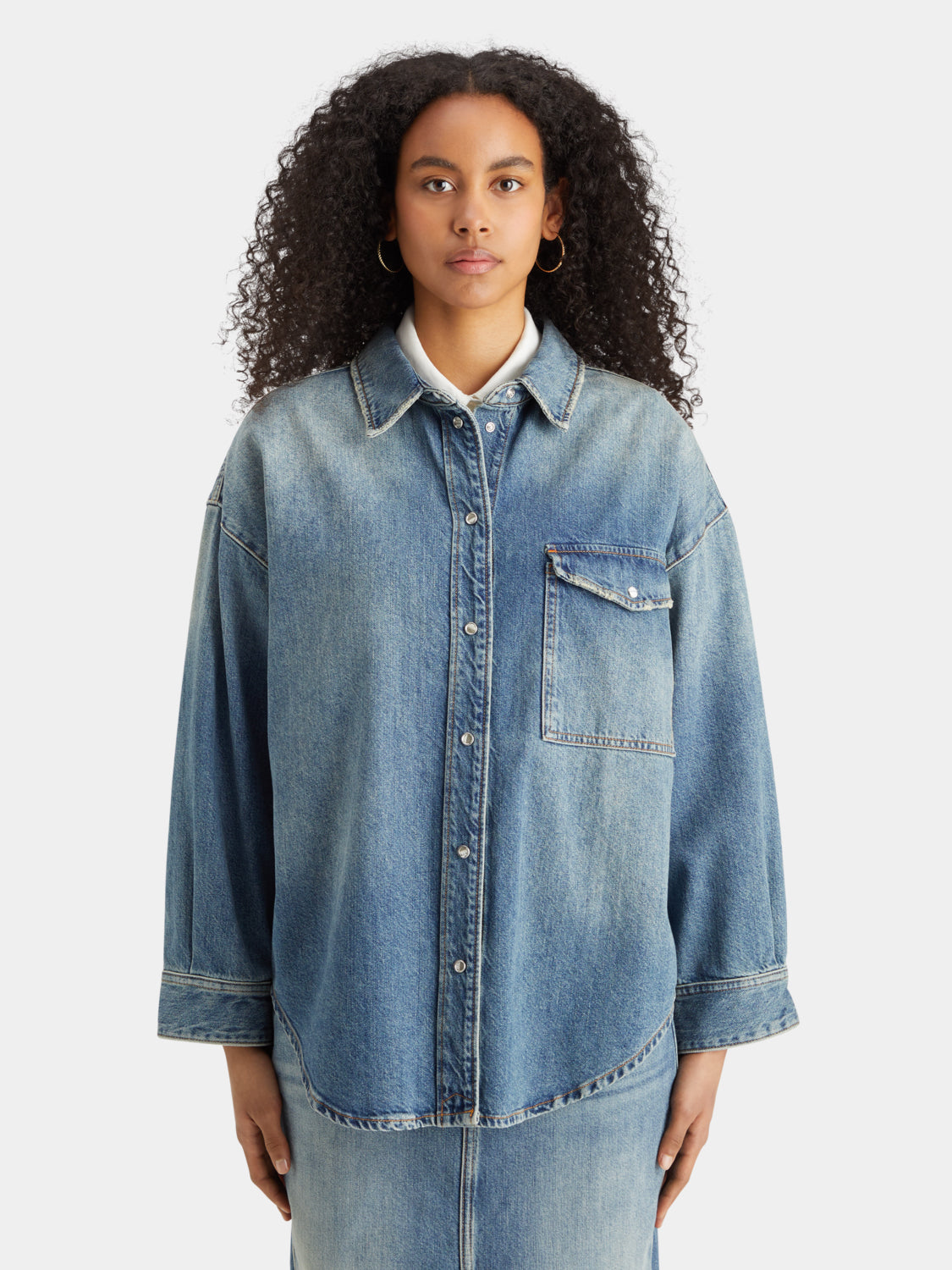 Vintage washed denim overshirt