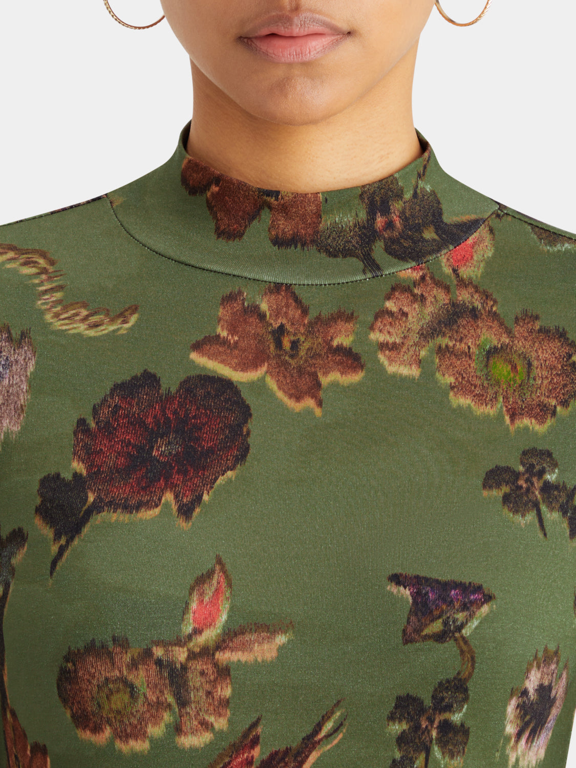 Printed mock neck