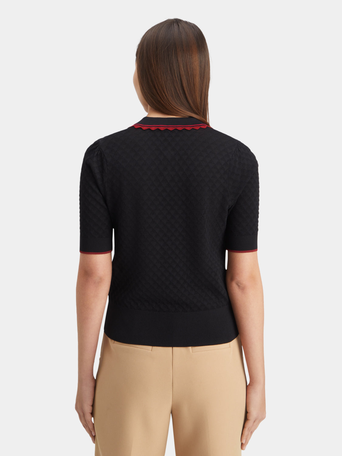 Pointelle collared knitted top - Scotch & Soda AU