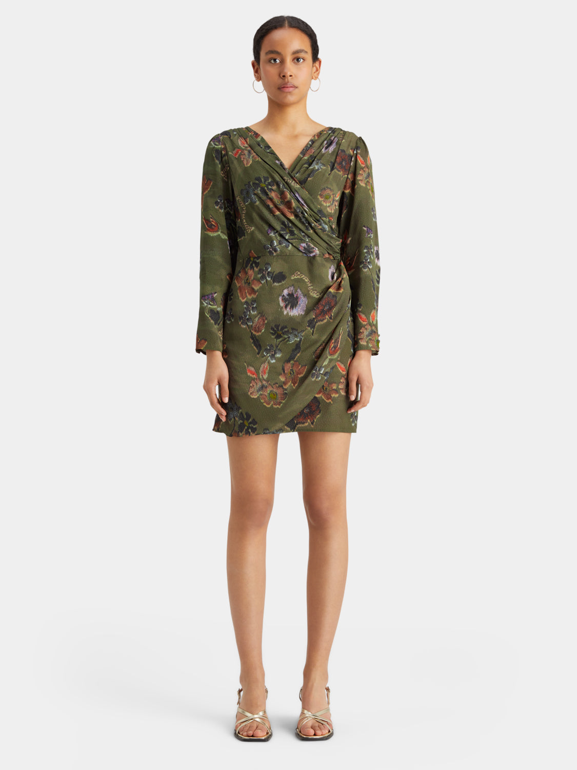 Mini jacquard wrap dress