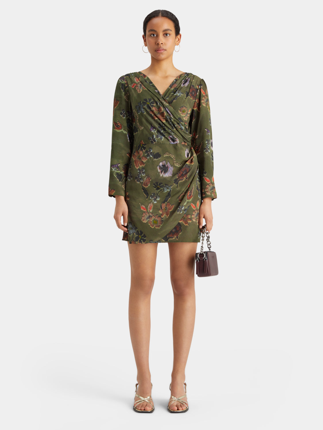 Mini jacquard wrap dress