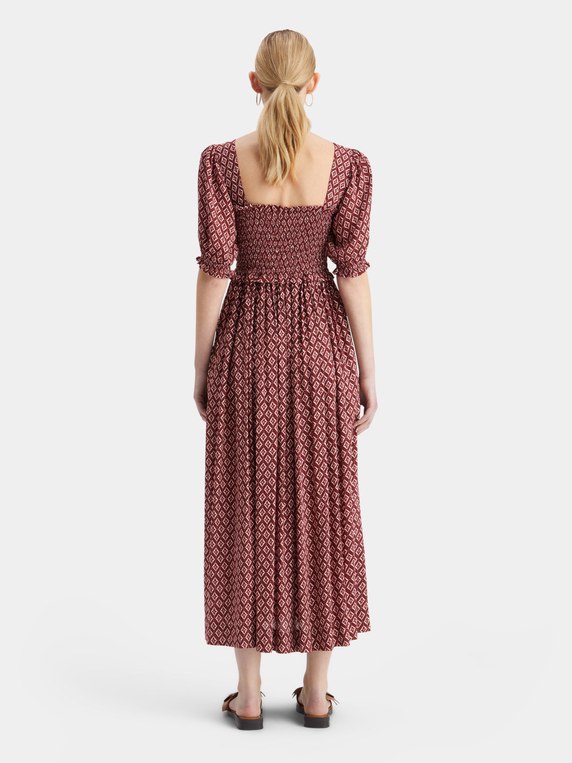 Smocked midi length dress