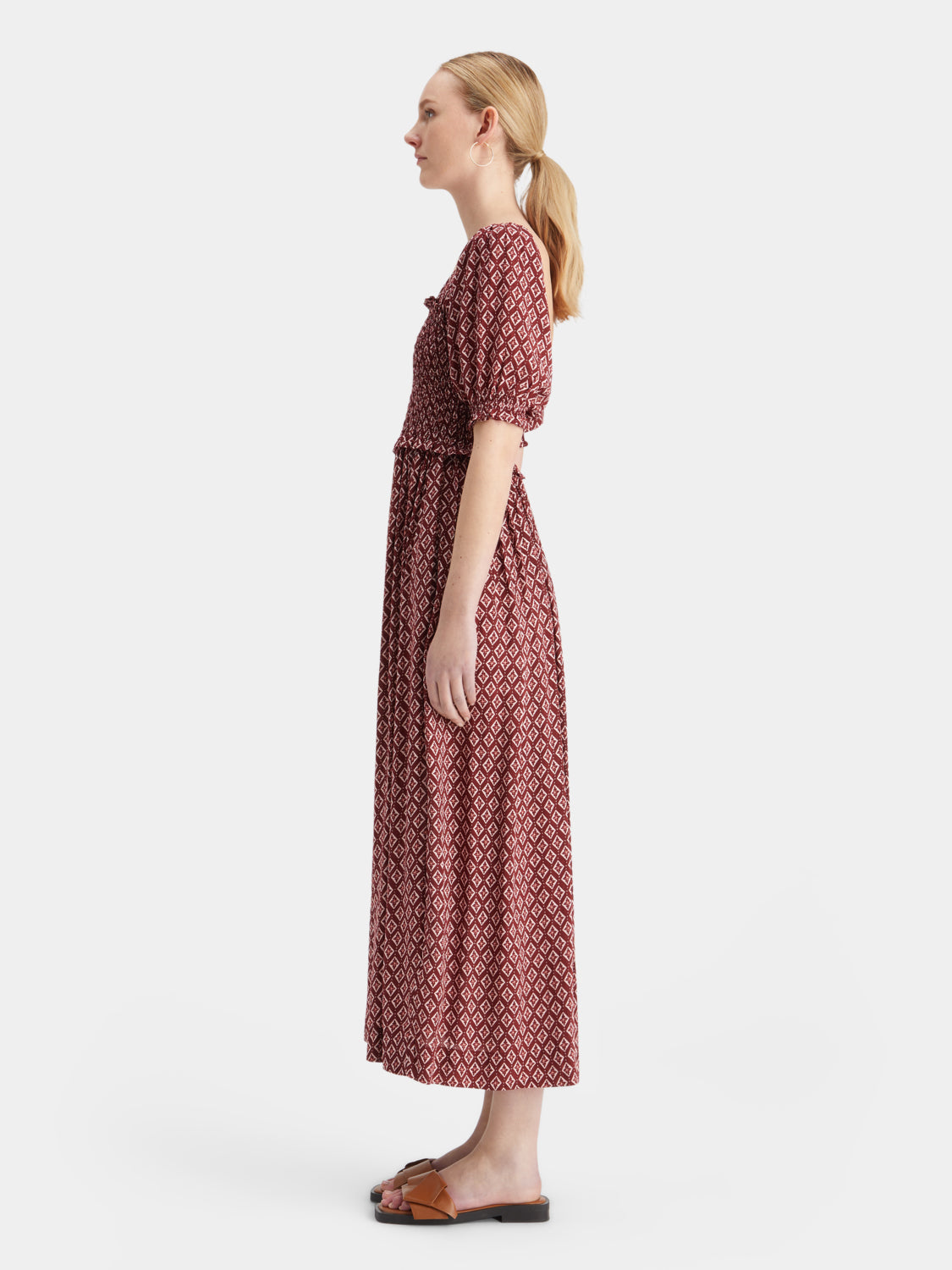 Smocked midi length dress