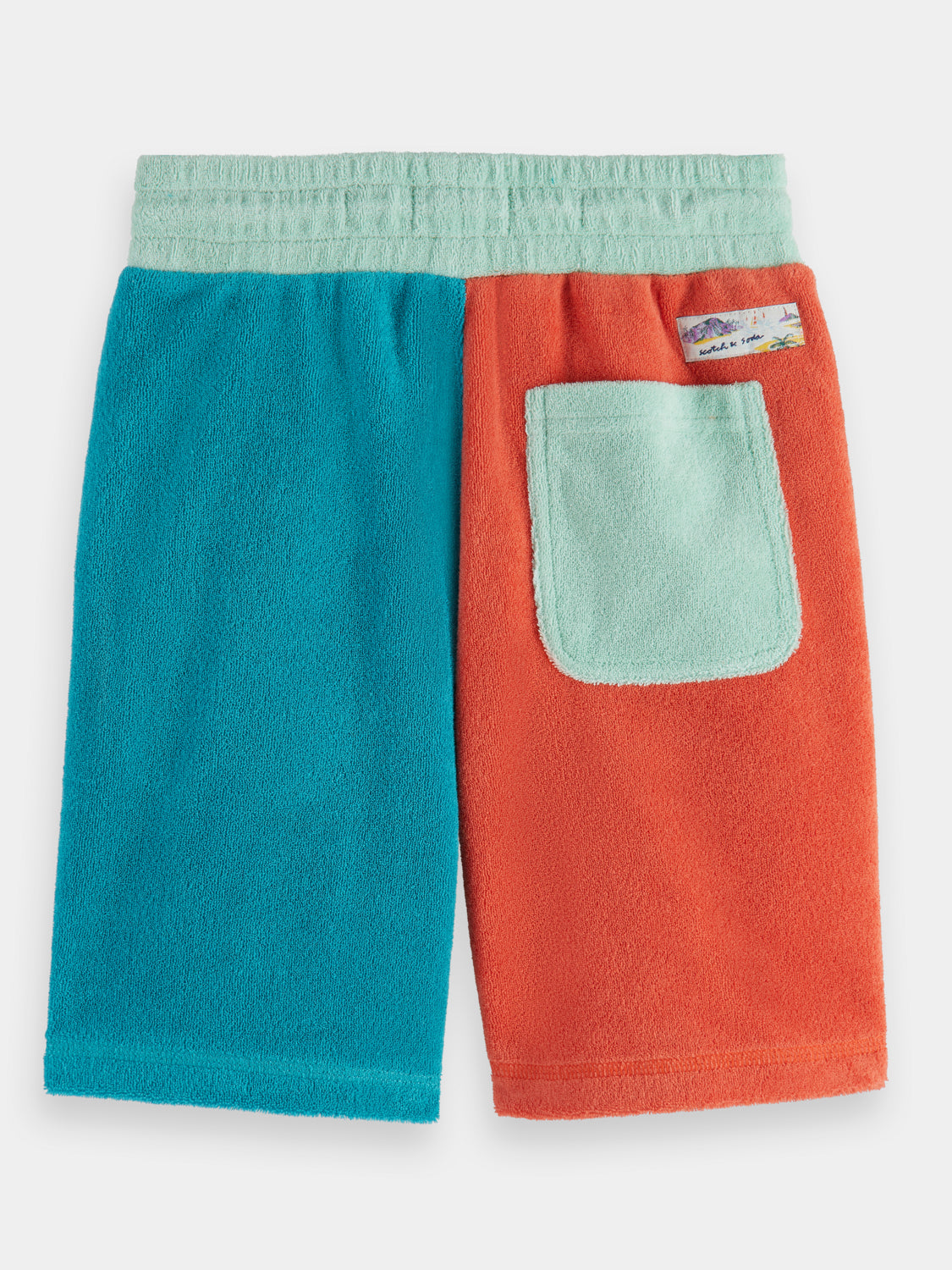 Kids - Mid-length colourblock towelling sweatshorts - Scotch & Soda AU