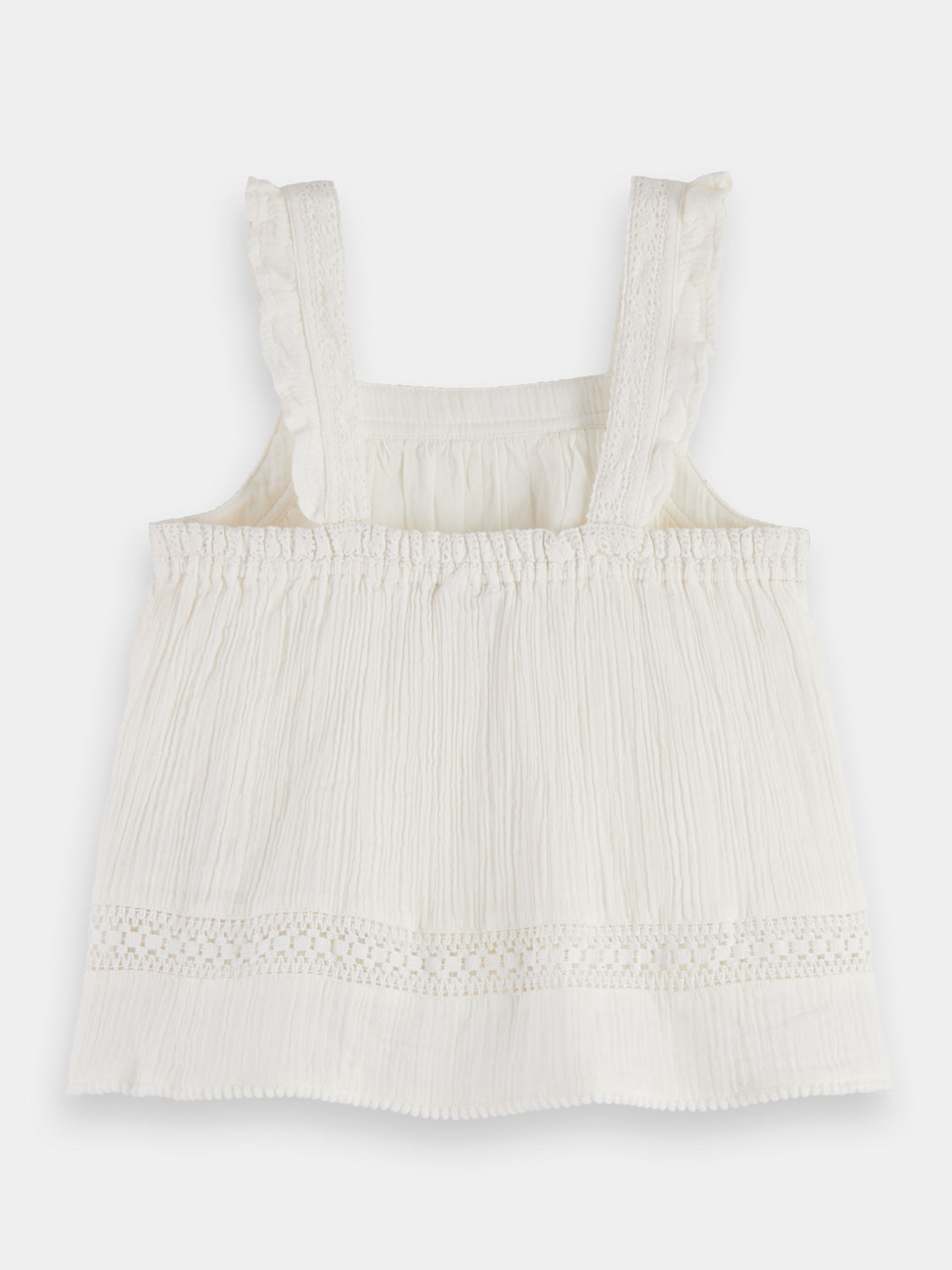 Kids - Lace detail crinkle cotton tank top - Scotch & Soda AU