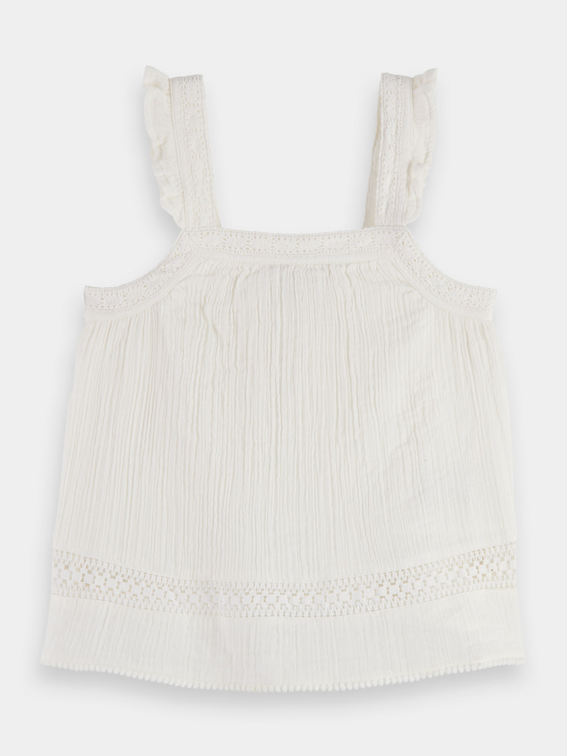 Kids - Lace detail crinkle cotton tank top - Scotch & Soda AU