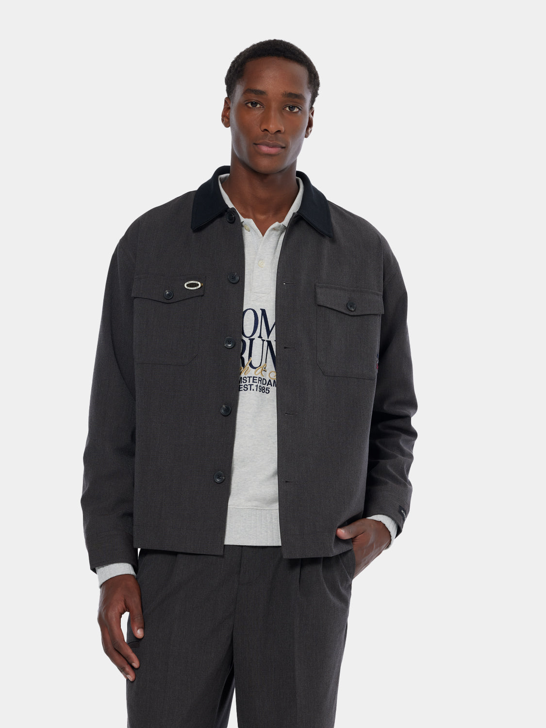 Melange shirt jacket
